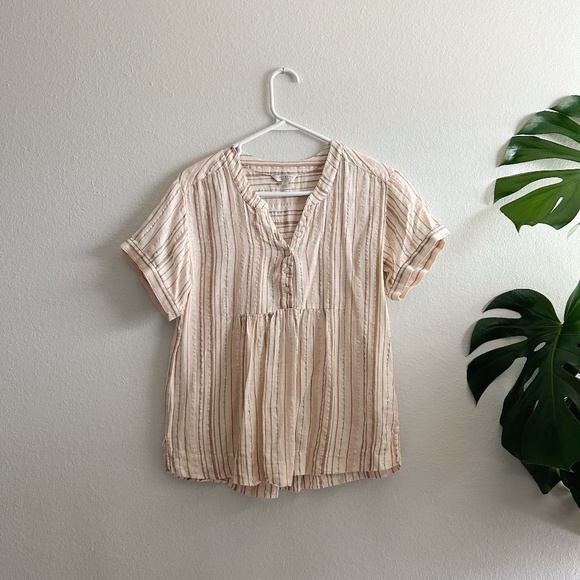 Lucky Brand Sparkle Empire Waist Short-Sleeved Top - Picture 1 of 7